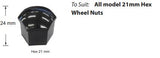 Black 21mm Wheel Nut Covers NWC721B - Nice Products | Universal Auto Spares