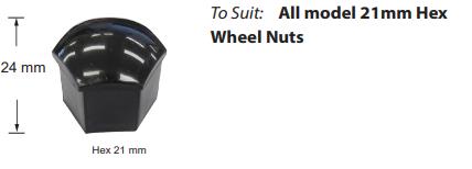 Black 21mm Wheel Nut Covers NWC721B - Nice Products | Universal Auto Spares