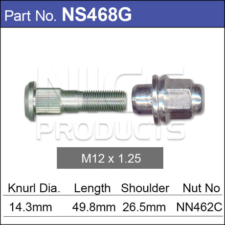 Wheel Stud & Nut NS468G - Nice Products | Universal Auto Spares