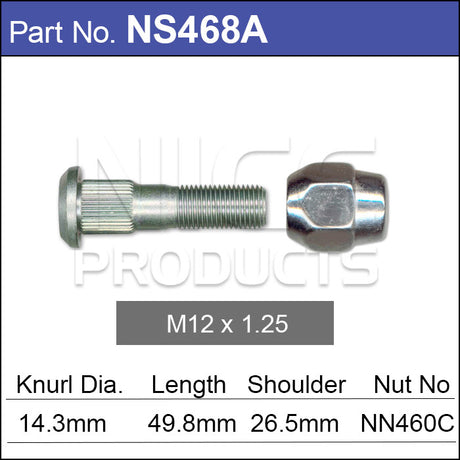 Wheel Stud & Nut NS468A - Nice Products | Universal Auto Spares