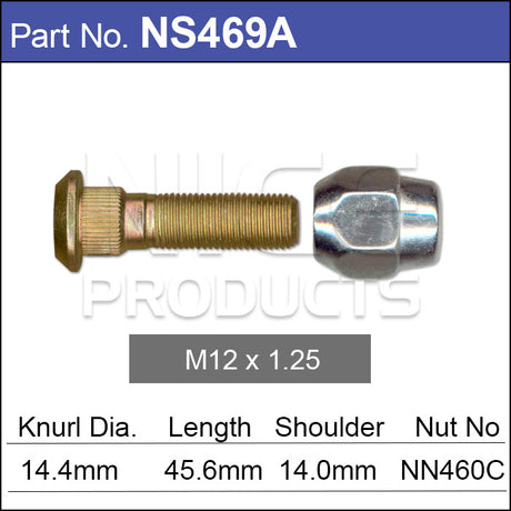 Wheel Stud & Nut NS469A - Nice Products | Universal Auto Spares