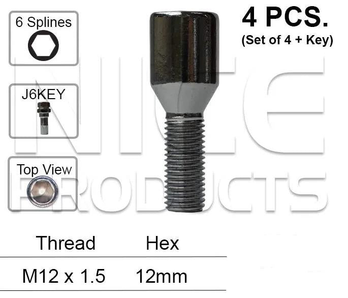 Wheel Bolts pk4 + Key JR658B-4 - Nice Products | Universal Auto Spares
