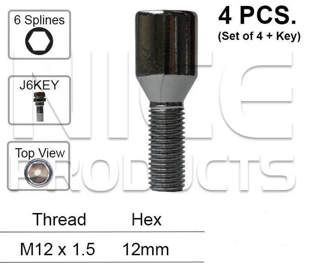 Wheel Bolts pk4 + Key JR658B-4 - Nice Products | Universal Auto Spares