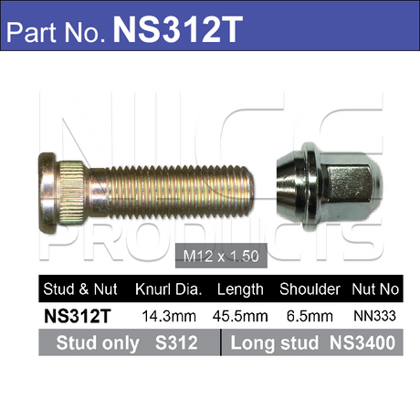 Stud & Nut NS312T - Nice Products | Universal Auto Spares