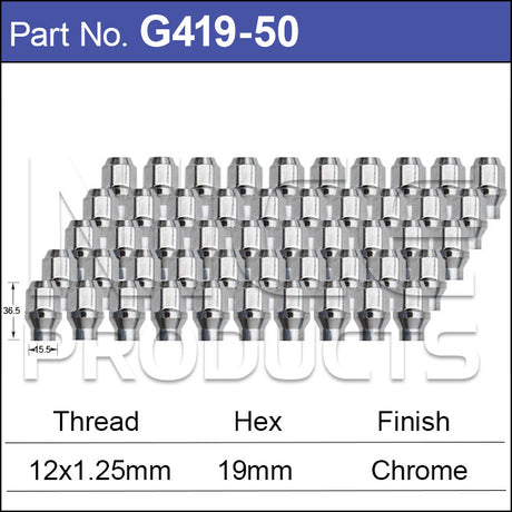 Chrome Nuts G419-50 - Nice Products | Universal Auto Spares