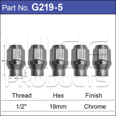 Chrome Nuts pk5 G219-5 - Nice Products | Universal Auto Spares