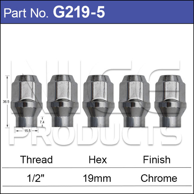 Chrome Nuts pk5 G219-5 - Nice Products | Universal Auto Spares