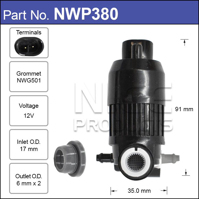 Washer Pump NWP380 - Nice Products | Universal Auto Spares