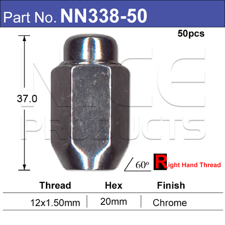 Wheel Nuts pk50 NN338-50 - Nice Products | Universal Auto Spares