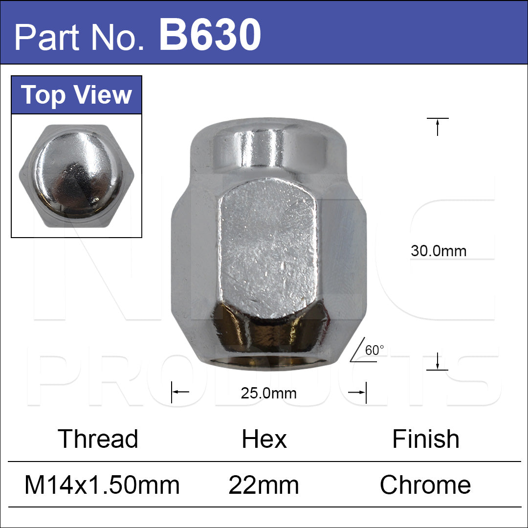 Chrome Nut B630 - Nice Products | Universal Auto Spares