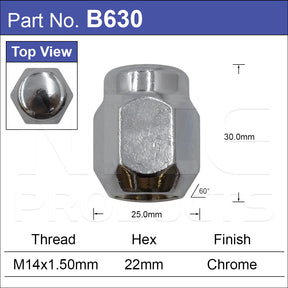 Chrome Nut B630 - Nice Products | Universal Auto Spares