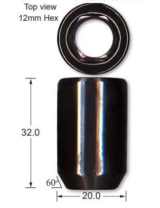 Black Nut J632B-16 - Nice Products | Universal Auto Spares
