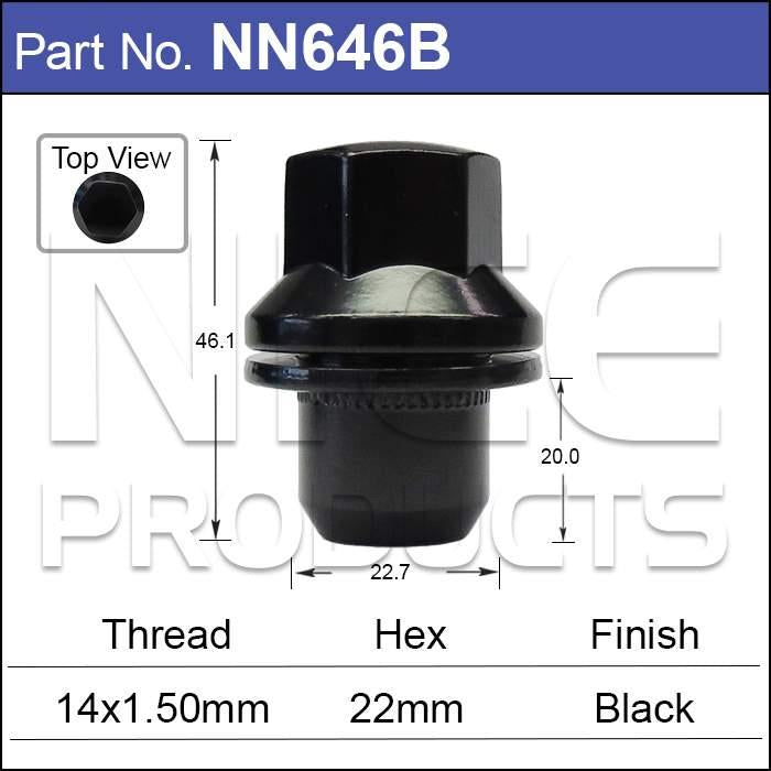 Range Rover Black Nuts pk25 NN646B-25 - Nice Products | Universal Auto Spares