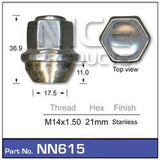 Wheel Nuts pk100 NN615-100 - Nice Products | Universal Auto Spares