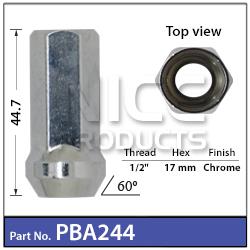 Wheel Nuts pk5 PBA244-5 - Nice Products | Universal Auto Spares