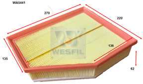 Air Filter A2035 Fits BMW WA5441 - Wesfil