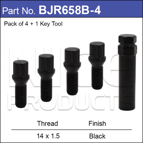 Tuner Bolts (Pack of 4 + Tool) BJR658B-4 - Nice Products | Universal Auto Spares