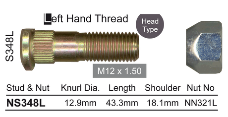 Stud & Nut NS348L - Nice Products | Universal Auto Spares