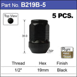 Black Nuts pk5 B219B-5 - Nice Products | Universal Auto Spares