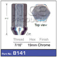 Chrome nut B141 - Nice Products | Universal Auto Spares