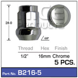 Chrome Nuts Pkt 5 B216-5 - Nice Products | Universal Auto Spares