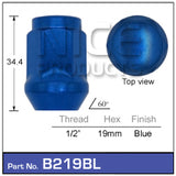 Blue Nut Thread 1/2 Tapered B219BL - Nice Products | Universal Auto Spares
