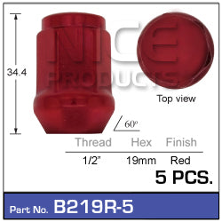 Red Nuts (pk5) B219R-5 - Nice Products | Universal Auto Spares