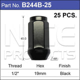 Black Nuts Pk25 B244B-25 - Nice Products | Universal Auto Spares
