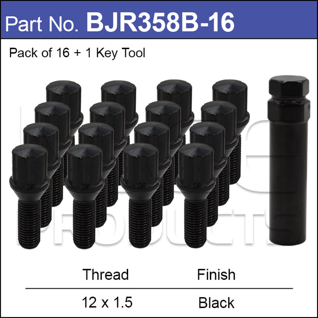 Tuner Bolts Black 16pcs BJR358B-16 - Nice Products | Universal Auto Spares