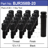 Tuner Bolts Black pk20 BJR358B-20 - Nice Products | Universal Auto Spares