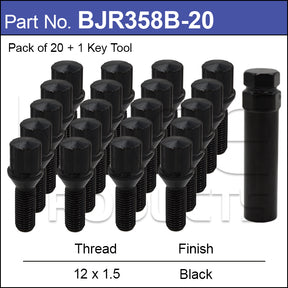 Tuner Bolts Black pk20 BJR358B-20 - Nice Products | Universal Auto Spares