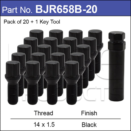 Tuner Bolts Black pk20 BJR658B-20 - Nice Products | Universal Auto Spares