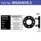 Wheel Spacer 20mm 4x114.3 WS20401S-2 - Nice Products | Universal Auto Spares