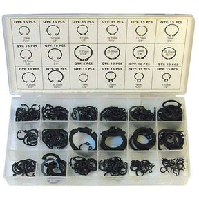 225 Piece Retaining & Snap Rings Assortment - PKTool