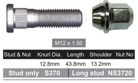 Wheel Stud & Nut NS370E - Nice Products | Universal Auto Spares
