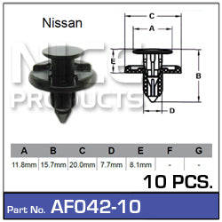 Fasteners Pkt 10 AF042-10 - Nice Products | Universal Auto Spares