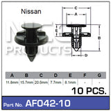 Fasteners Pkt 10 AF042-10 - Nice Products | Universal Auto Spares