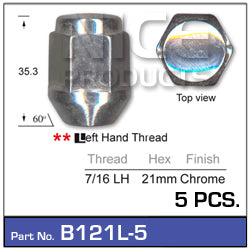 Wheel Nuts pk5 B121L-5 - Nice Products | Universal Auto Spares