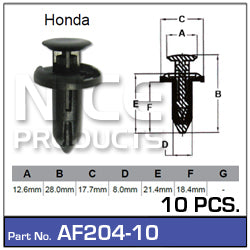 Fasteners Pkt 10 AF204-10 - Nice Products | Universal Auto Spares
