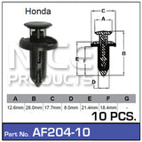 Fasteners Pkt 10 AF204-10 - Nice Products | Universal Auto Spares