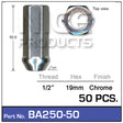 Chrome Nuts pk50 BA250-50 - Nice Products | Universal Auto Spares