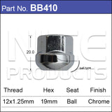 Ball Seat Wheel Nut BB410 - Nice Products | Universal Auto Spares