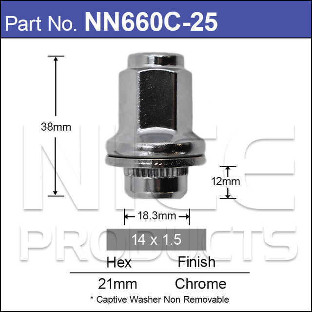 Wheel Nuts pk25 NN660C-25 - Nice Products | Universal Auto Spares