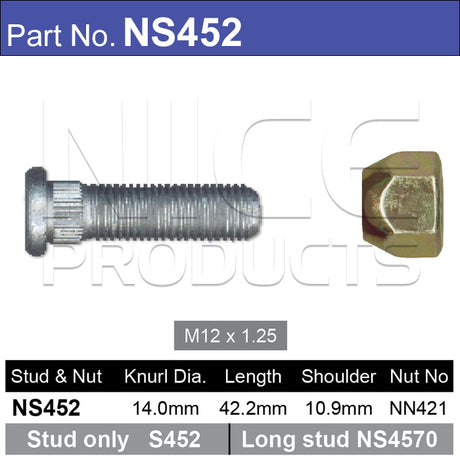 Stud & Nut NS452 - Nice Products | Universal Auto Spares
