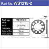 Wheel Spacers (Pair) 12mm 5 Stud WS1215-2 - Nice Products | Universal Auto Spares