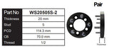 Wheel Spacers (Pair) WS20505S-2 - Nice Products | Universal Auto Spares