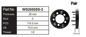 Wheel Spacers (Pair) WS20505S-2 - Nice Products | Universal Auto Spares