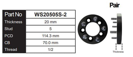 Wheel Spacers (Pair) WS20505S-2 - Nice Products | Universal Auto Spares