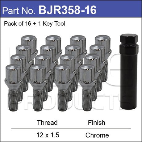 Wheel Bolts pk16 + Tool BJR358-16 - Nice Products | Universal Auto Spares