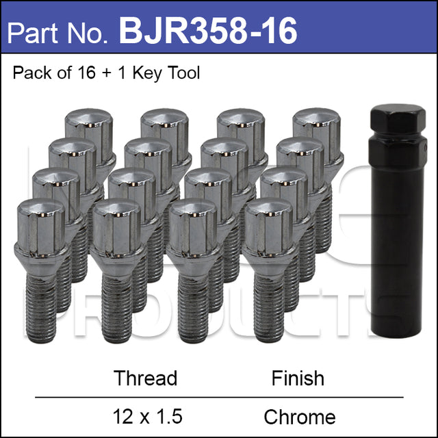 Wheel Bolts pk16 + Tool BJR358-16 - Nice Products | Universal Auto Spares